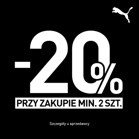 Puma! - 20% przy zakupach min. 2 szt.