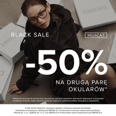 MUSCAT BLACK SALE: -50% NA DRUGĄ PARĘ OKULARÓW!
