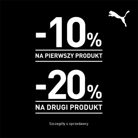 PUMA ! -10% na pierwszy produkt, -20% na drugi produkt